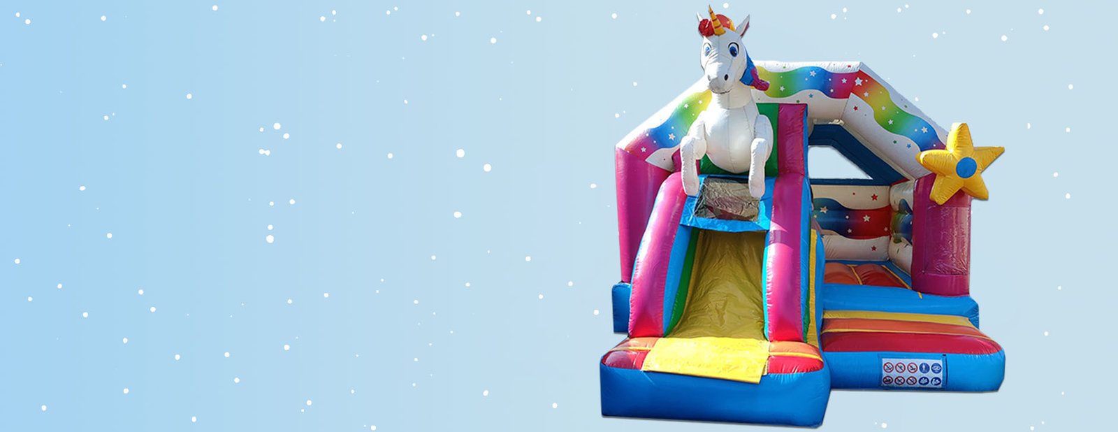 Unicorn springbrouck springkasteel banner